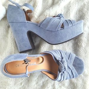 Platform blue faux seude Chelsea Crew shoes size 40 [8.5 or 9]